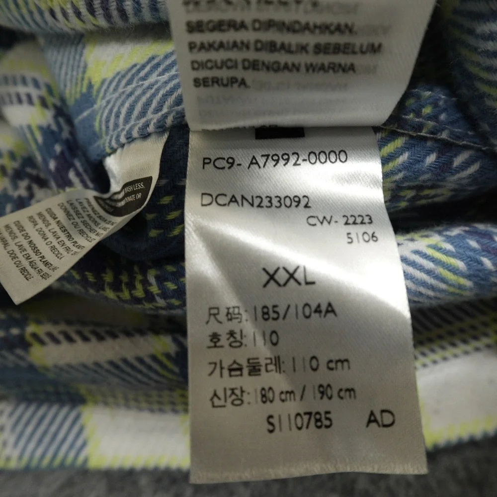 Levi's Hooded Shirt Mens XXL Blue Plaid Cotton Flannel Long‎ Sleeve Button Front